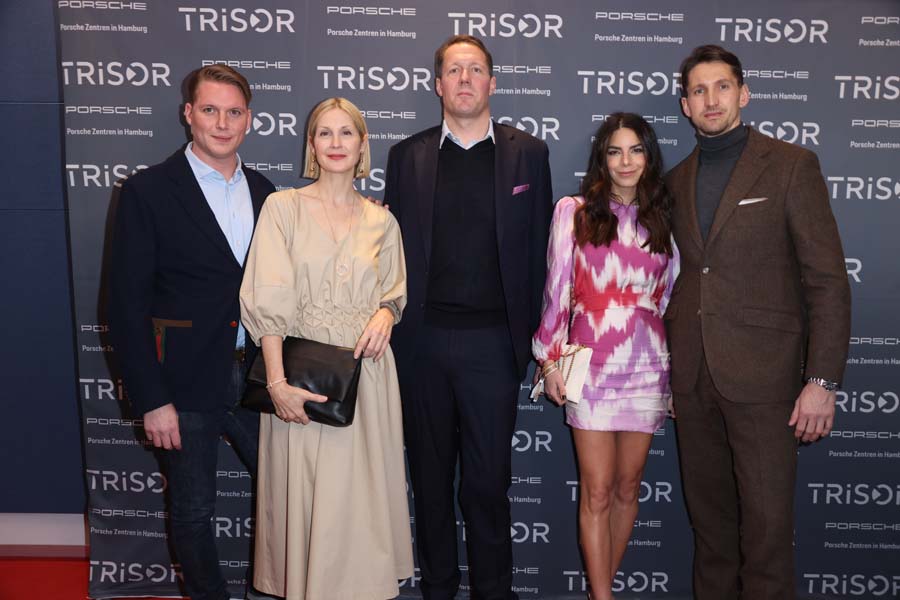 SPIN Model Management's Chris Riechmann mit Kelly Rutherford, Dr. Justus Westerburg, Lilli Hollunder-Adler und Rene Adler © trisor.de/Wallocha