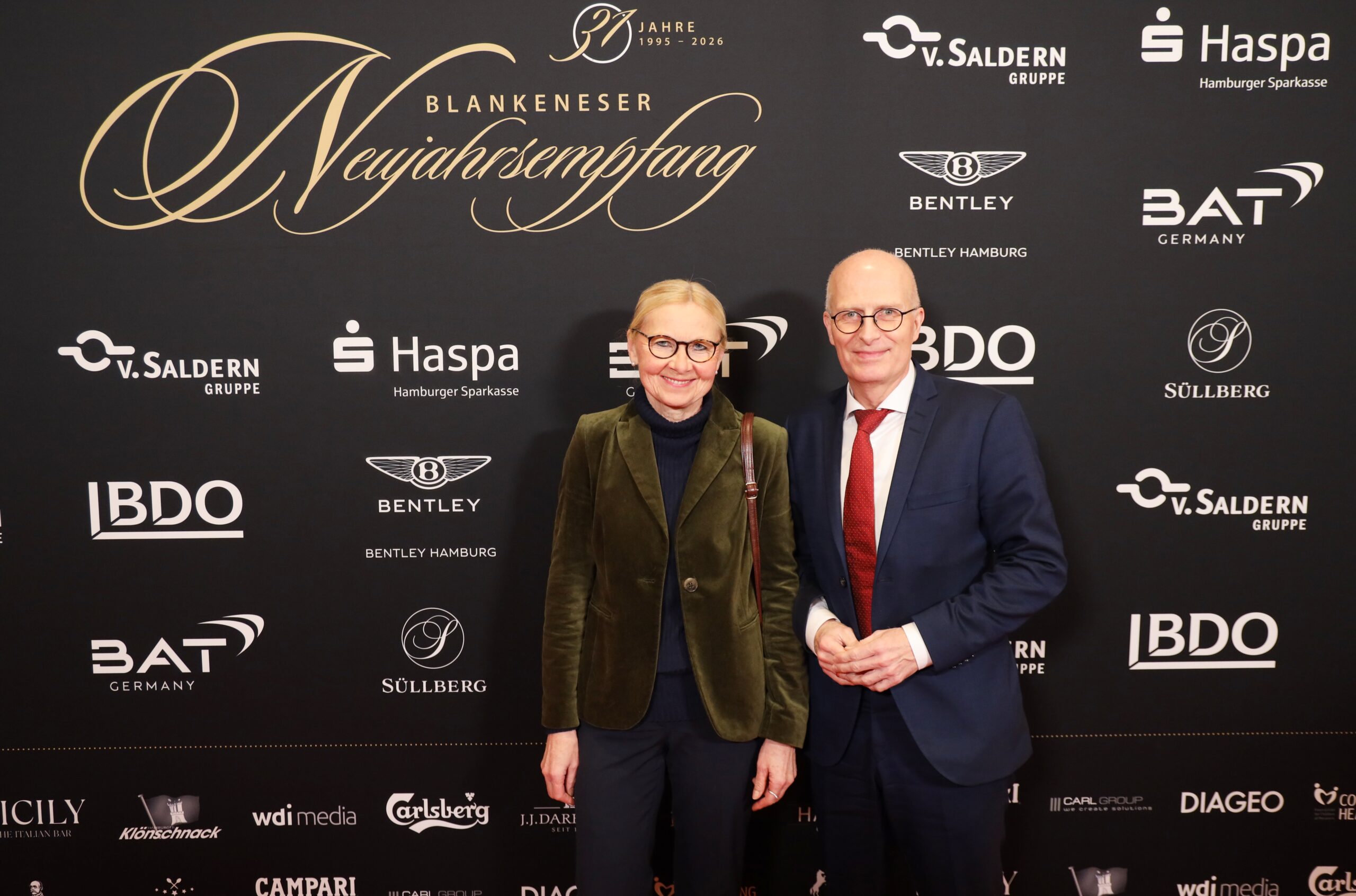 Peter Tschentscher und Eva-Maria Tschentscher beim Blankeneser Neujahrsempfang 2026 auf dem Süllberg in Hamburg-Blankenese.